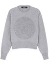 Virgin wool and cashmere sweater with front Medusa embroidery