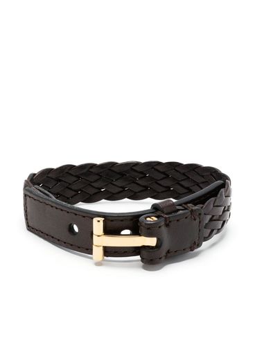 Braided leather bracelet with T-shaped closure