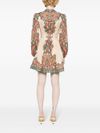 Ottie Plunge mini dress in linen with paisley print