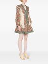 Ottie Plunge mini dress in linen with paisley print