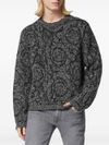 Jacquard pattern cotton blend sweater