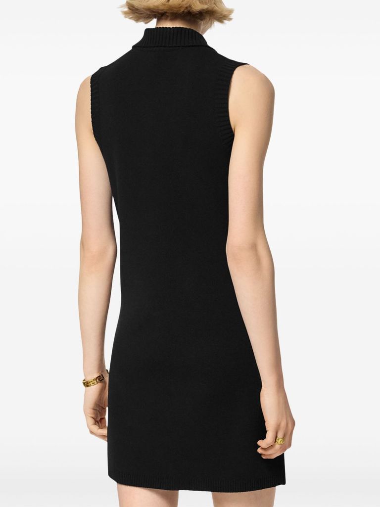 Shop Versace Sleeveless Short Dress In Virgin Wool And Cashmere In Nero