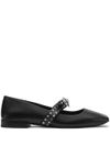 Gianni Ribbon leather ballerina flats with studded bow