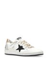 Ball Star sneakers in white calf leather with glitter details