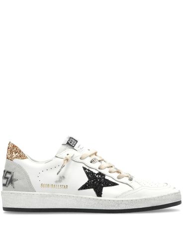 Ball Star sneakers in white calf leather with glitter details