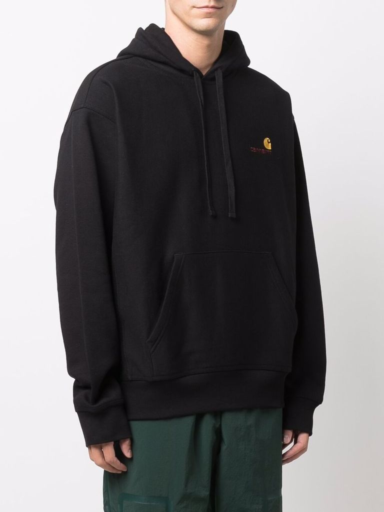 Shop Carhartt Cotton Sweatshirt With Embroidered Front Logo In Nero