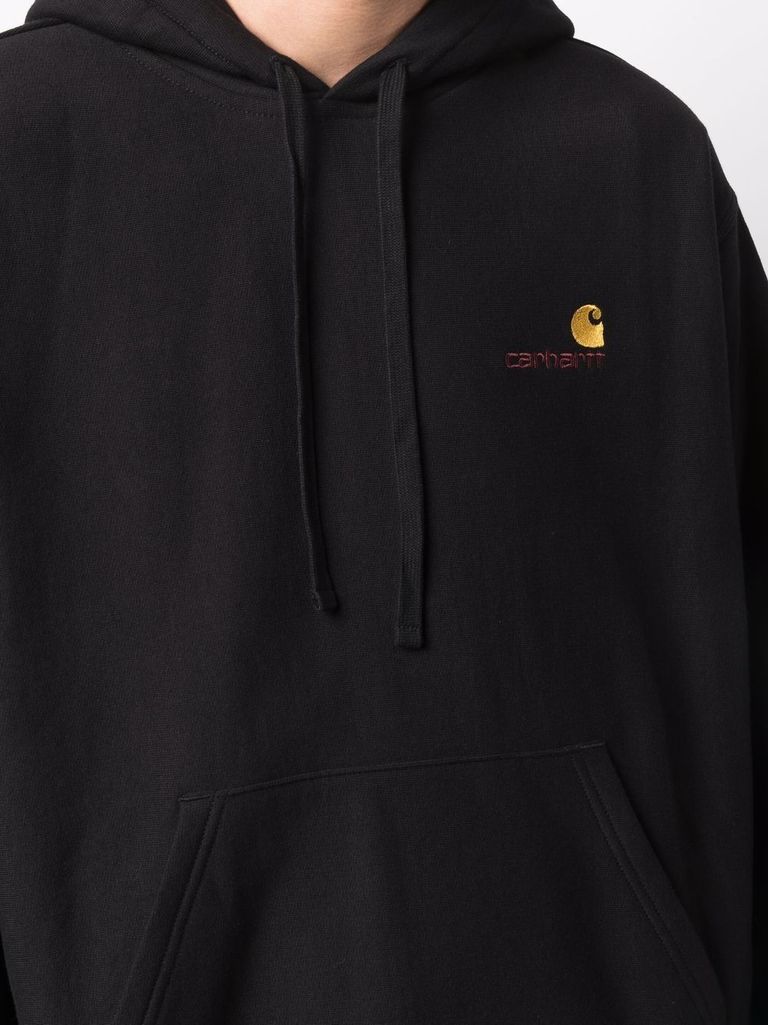 Shop Carhartt Cotton Sweatshirt With Embroidered Front Logo In Nero