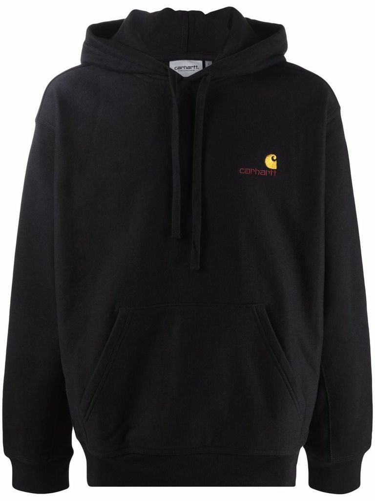 Shop Carhartt Cotton Sweatshirt With Embroidered Front Logo In Nero