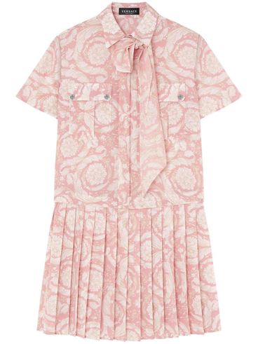 Short Barocco Athena dress in silk with bow