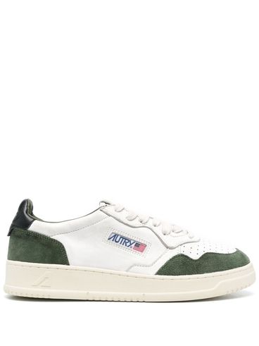 Medalist sneakers in white and green calf leather