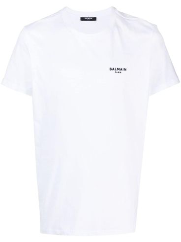 T-shirt in cotone con logo nero stampato frontale