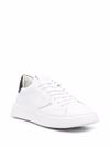 Temple Veau sneakers in white calf leather with black heel