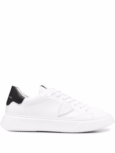 Temple Veau sneakers in white calf leather with black heel
