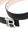 Calf leather belt with logo buckle