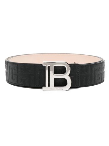 Calf leather belt with logo buckle