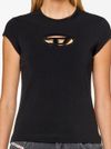 T-shirt T-Angie in cotone stretch con logo ritagliato frontale