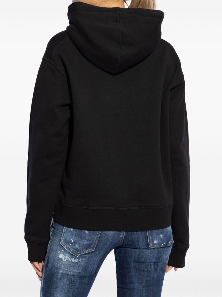 Shop Dsquared2 Cotton Sweatshirt With Front Heart Patch In Nero