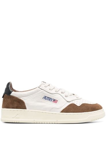 Medalist sneakers in white and brown calf leather