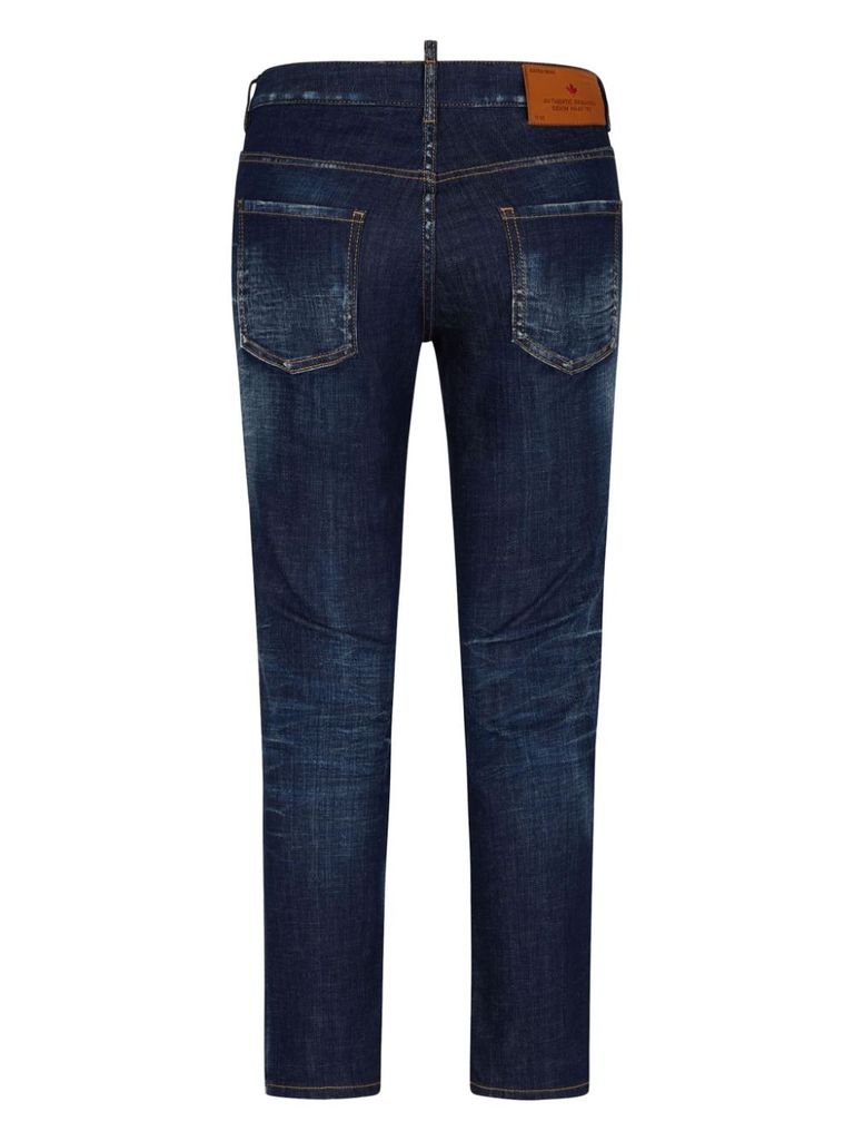 Shop Dsquared2 Skater Slim Jeans In Stretch Cotton With A Distressed Effect In Blu