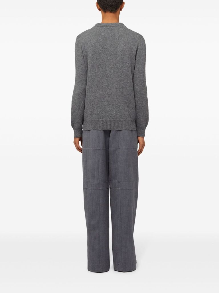 Shop Jil Sander Wool Sweater With A V-neck In Grigio