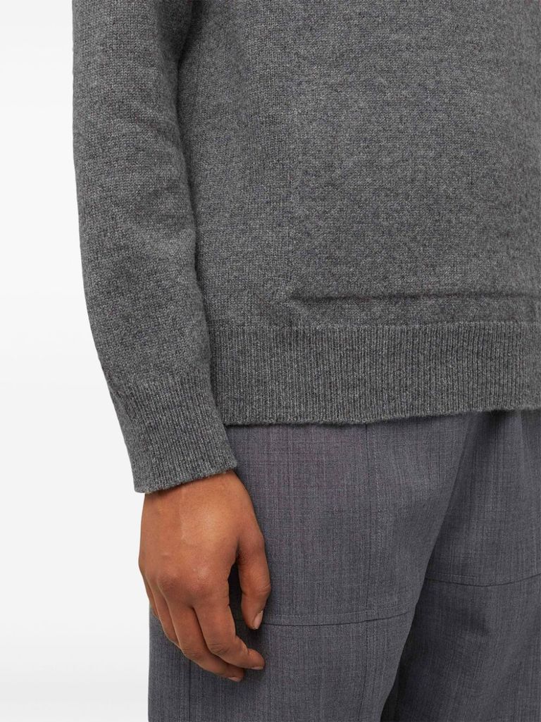 Shop Jil Sander Wool Sweater With A V-neck In Grigio