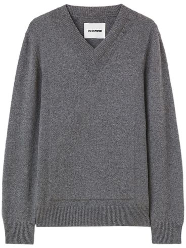Wool sweater with a V-neck