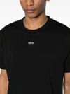 Black cotton T-shirt with white logo printed on the front