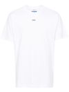 White cotton T-shirt with black front printed logo