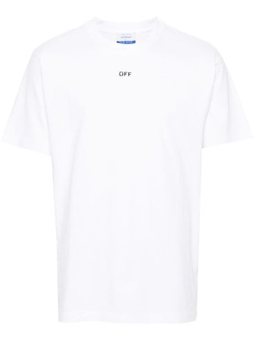 T-shirt in cotone bianco con logo nero stampato frontale
