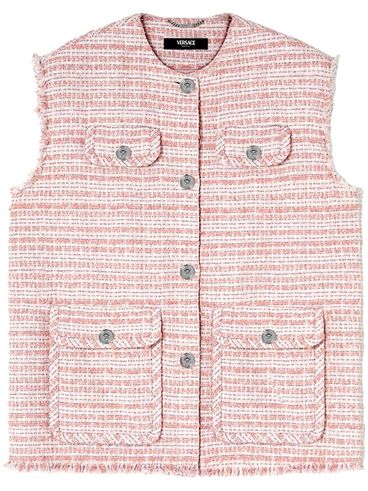 Cotton tweed vest with fringe detail