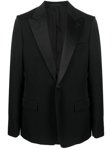 Single-breasted wool tuxedo jacket with shiny lapels