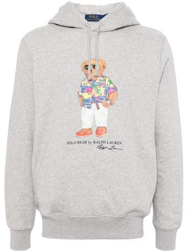Cotton hoodie with iconic bear print on the front