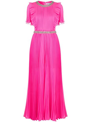 Pleated maxi dress with crystal details
