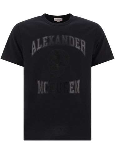 Cotton T-shirt with front logo and skull print