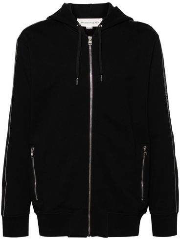 Cotton hoodie with logo-trimmed details