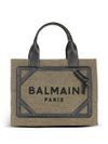 Borsa shopper B-Army piccola in cotone con logo ricamato frontale