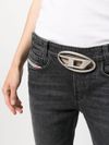 Bootcut low-rise cotton jeans with logo in metal