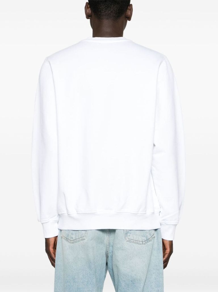 Shop Casablanca Cotton Sweatshirt With Multicolored Embroidered Front Logo In Bianco