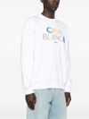 Cotton sweatshirt with multicolored embroidered front logo