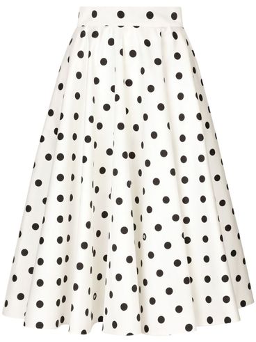 Midi cotton skirt with polka dot print