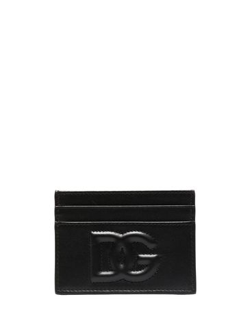 Calf leather card holder with embossed DG logo on the front