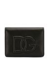 Calf leather wallet with embossed logo on the front