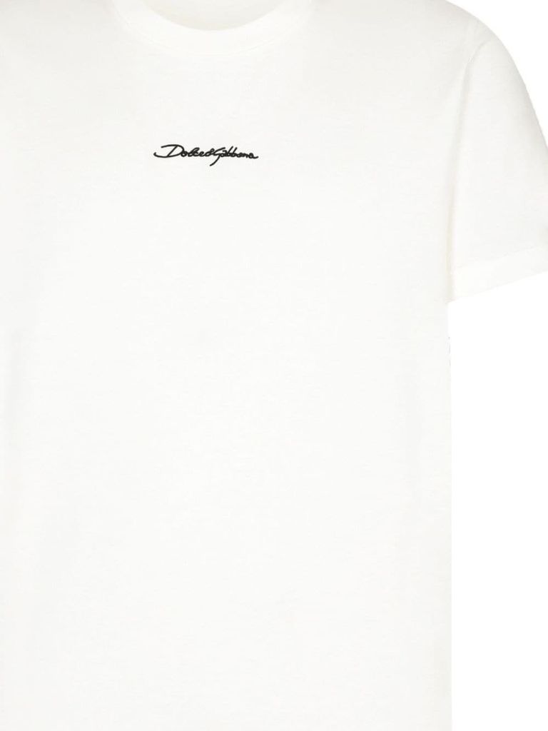 Shop Dolce & Gabbana Cotton T-shirt With Front Printed Logo In Bianco