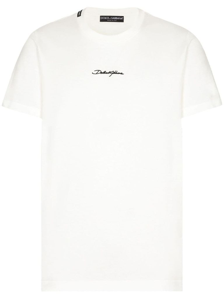 Shop Dolce & Gabbana Cotton T-shirt With Front Printed Logo In Bianco