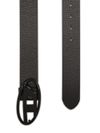 Calf leather belt with cut-out metal buckle