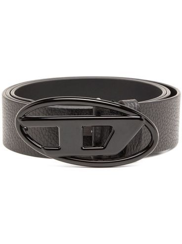 Calf leather belt with cut-out metal buckle