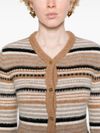 Cardigan in alpaca and merino wool with a striped pattern