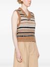 Alpaca and merino wool vest with a horizontal stripe pattern