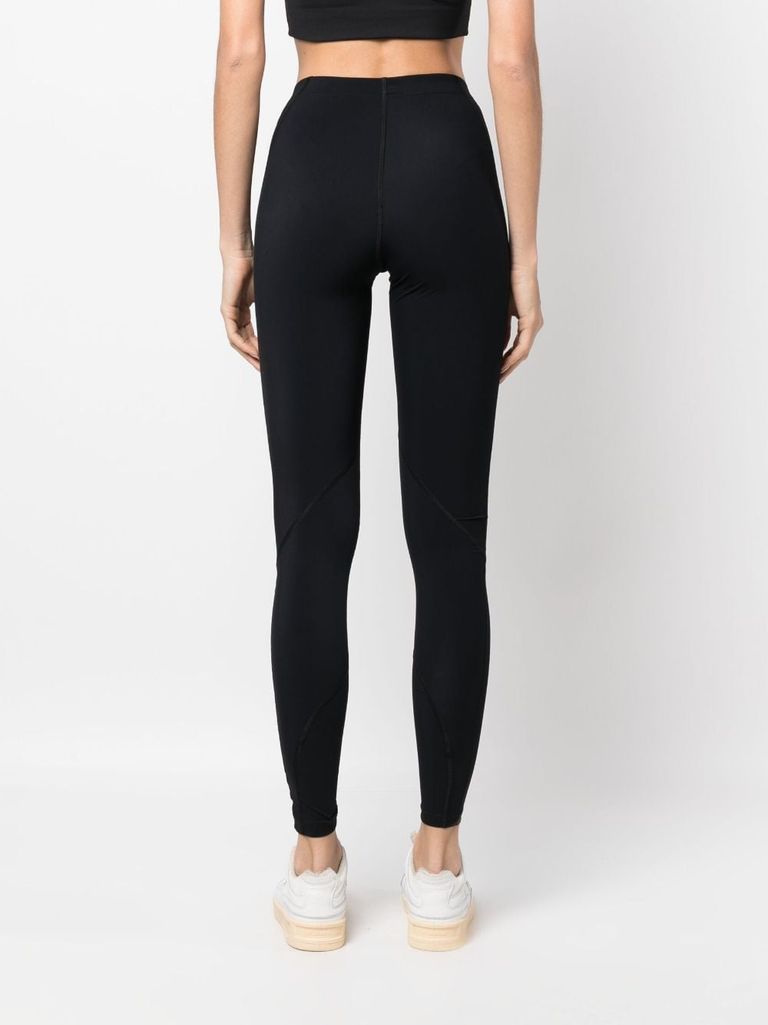 Shop Jil Sander Stretch Fabric Leggings With Front Printed Logo In Nero