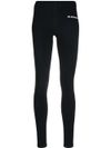 Stretch fabric leggings with front printed logo